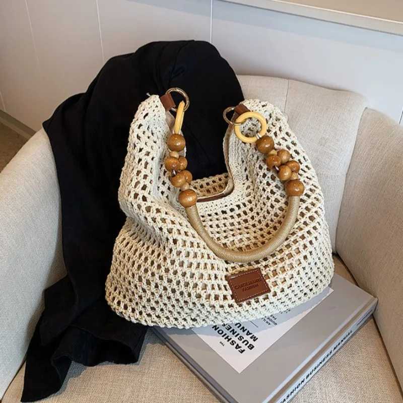 Beach Summer Bag for Women Mesh Woven Shoulder Bag Adjustable Strap Handbag Large Capacity Hobo Bag for Travel Vacation M250520