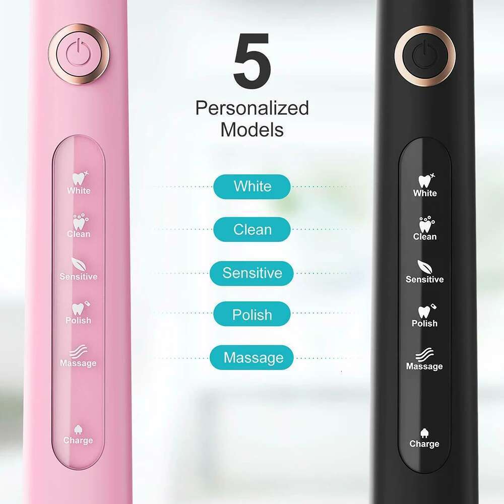 Fairywill Sonic Electric Toothbrush FW-D7 set USB Charge Toothbrushes case for Adult with tooth brush Heads 5 Mode Smart Time