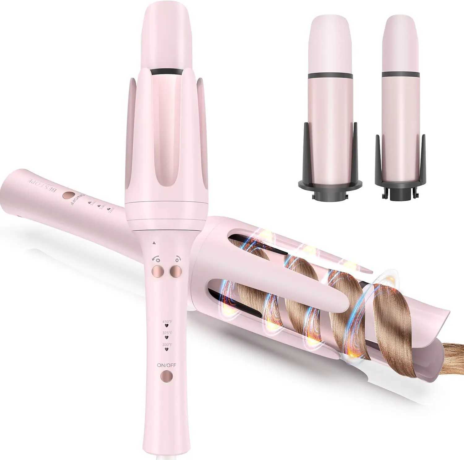 BESTOPE PRO Automatic Curling Iron Hair Curler Replaceable Curling Wand with 2 Sizes Barrel (1 1.25) 3 Temps Hair Waver z250520