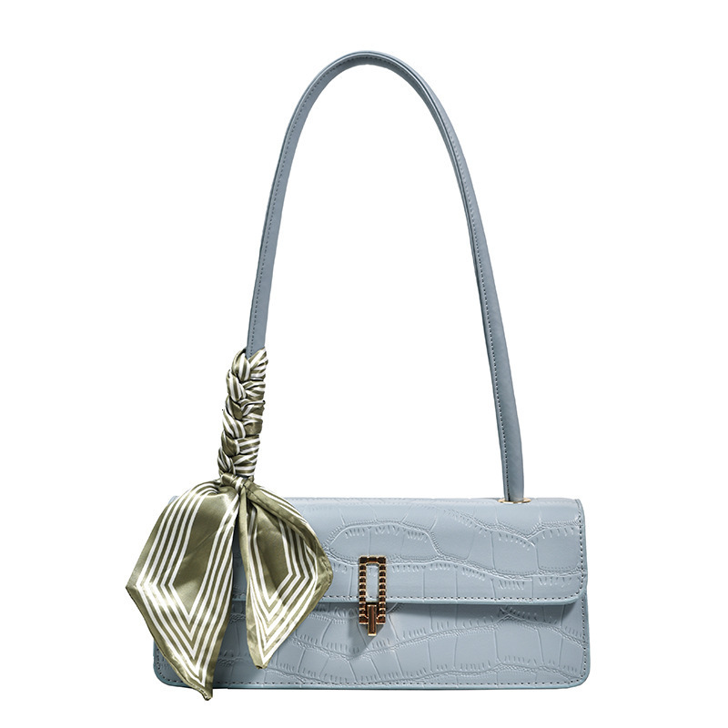 designer bag 2025 New Fashion Crossbody Stone Texture Silk Scarf Bow Single Shoulder Underarm Small Women's Bag Handbag shoulder bag