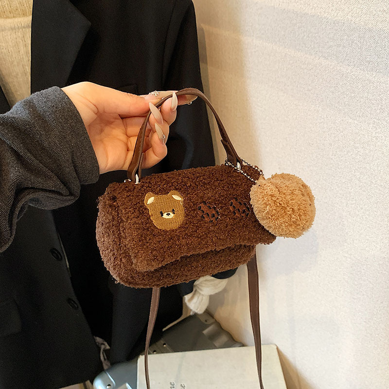 Free Delivery Designer Bag Cute Cartoon Plush Small Square For Women In Spring 2025 New Fresh Sweet Shoulder And Stylish Crossbody Luxury Bag8520