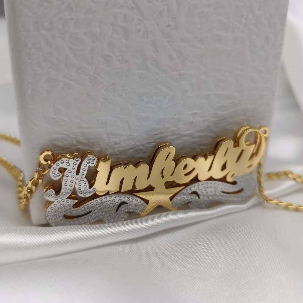 Autumn Cold Double Color Star Name Necklace Hiphop Pendant Jewelry Gift