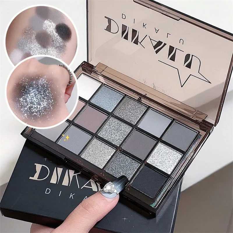 15Colors Cool Toned Eyeshadow Palette Black Smokey Eye Glitter Eyeshadow Shadow Eye Pigments Matte Palette S K4W5 W250520