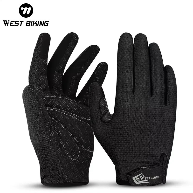 WEST BIKING Summer Cycling Gloves Full Finger MTB Bike Touch Screen Non Slip Silicone Palm Driving Riding 250515