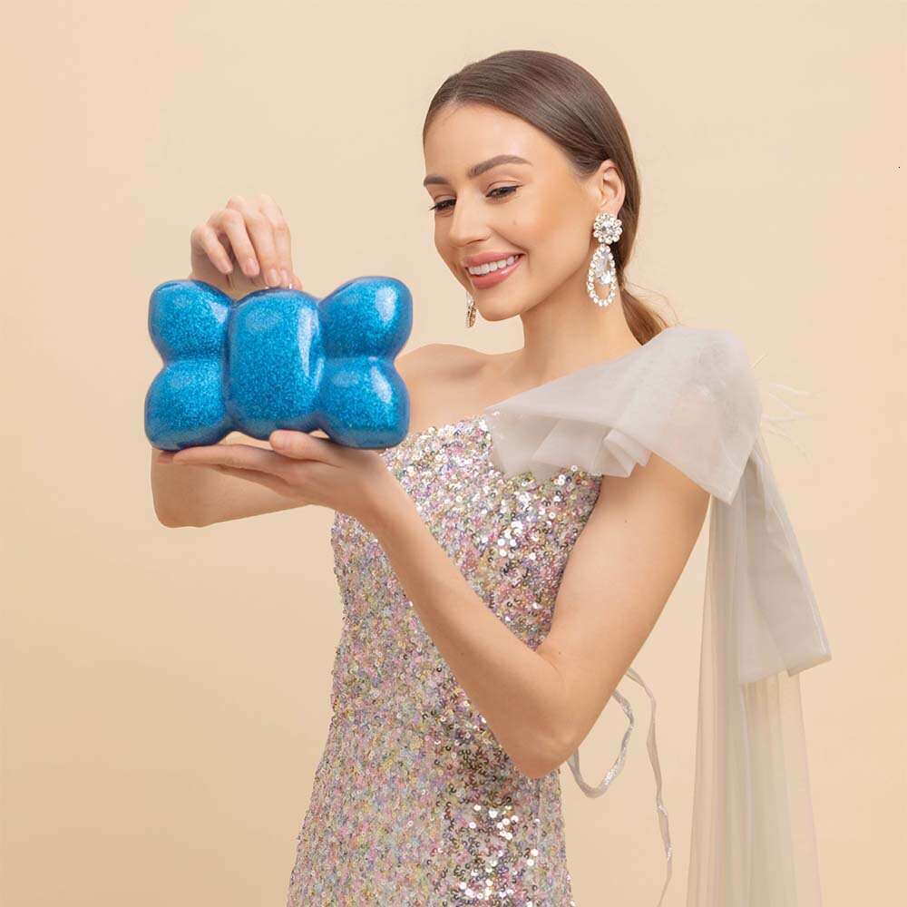 Fashionable women's acrylic bow clutch clutch, wedding banquet single shoulder crossbody handbag, small bag