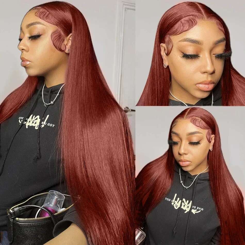 Reddish Brown Straight 13x6 HD Hair Wig Pre Plucked 13x4 Lace Frontal Colored Brazilian 100% Human Wigs