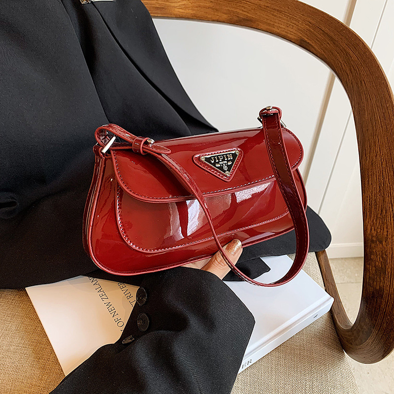 Designer Bag Glossy Patent Leather Crossbody Bag - Modern Minimalist Shoulder Bag for Women With Free Shipping