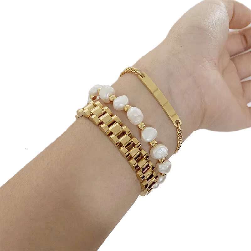 Autumn Cold Stainless Steel Gold Plated Watch Chain Bracelet