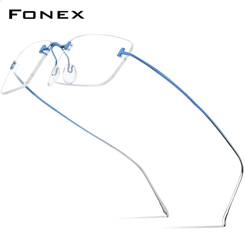 FONEX Glasses Frame Men n Rimless Square Eyeglasses HighQuality Frameless UltralightWeight Eyewear 85871 250515