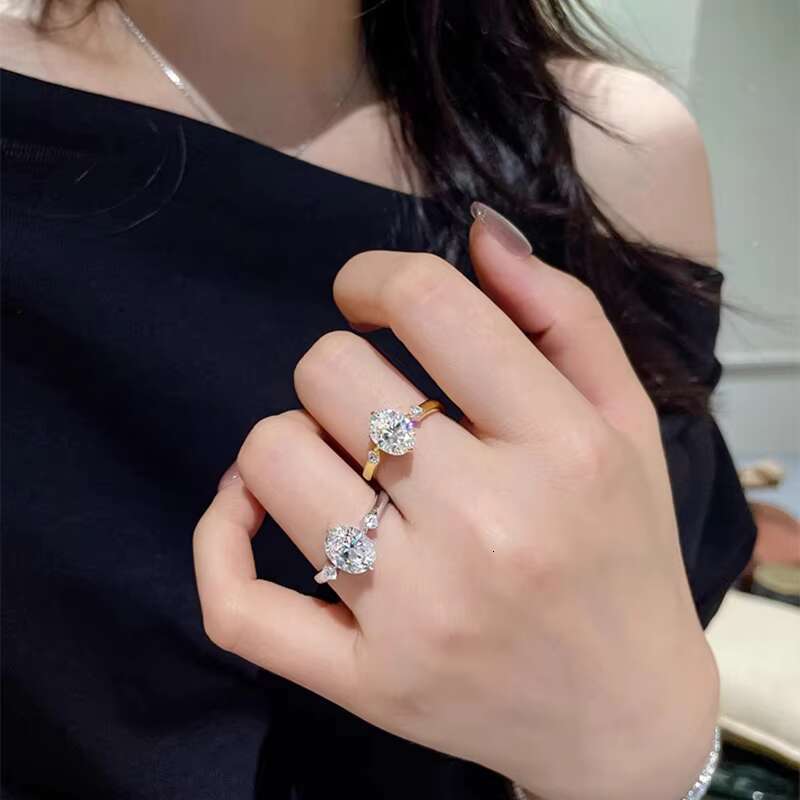 European and American Style S925 Silver Gold Plated Mosan Moissanite Diamond Ring Big Wedding Ring for Men Women and Couples