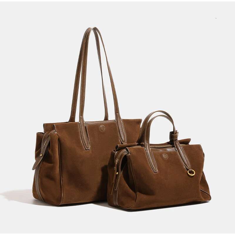 Brand Shoulder Travel Suede Tote Large Capacity Hand-Held Boston Commuter Bag For Women