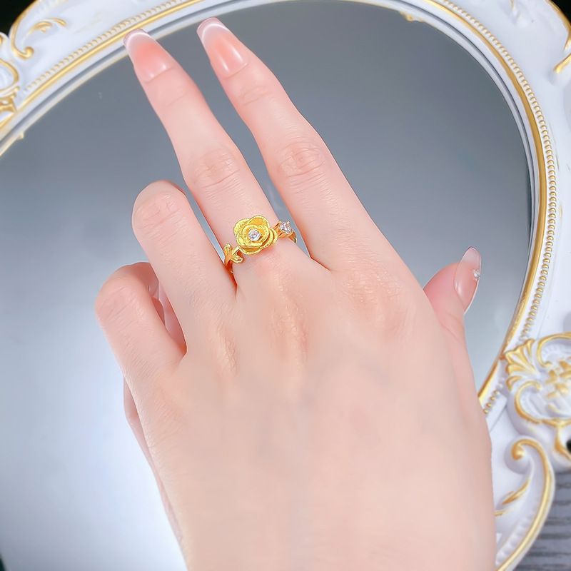 Elegant Rose Gold S925 Sterling Silver Flower Ring with Sparkling Diamonds, Perfect for Casual and Formal Occasions, Ideal for Gifting