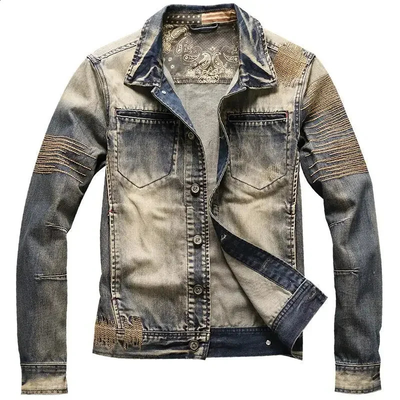 Patch Male Jean Coats Button Slim Fit Clothing Elatic Lxury In Mens Denim Jacket Trendy Price Stylish On Board Y2k 250516