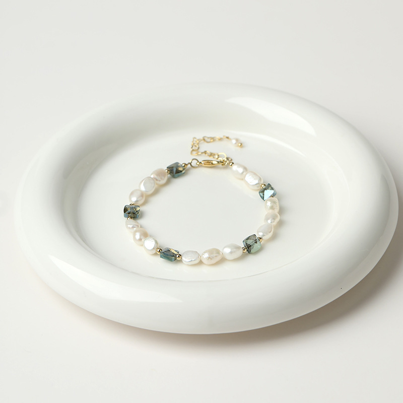 Natural Freshwater Pearl for Girls, Small Fresh Purple Blue Exquisite Crystal Bracelet