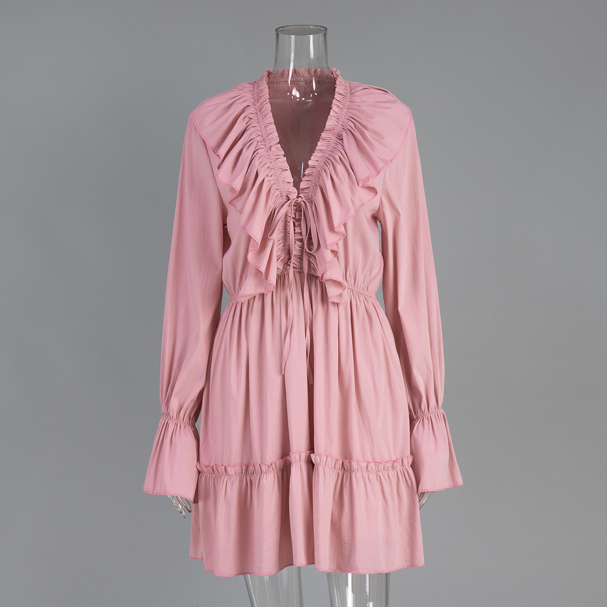 V-neck Women's 2025 Spring/summer New Flared Sleeve Dress Chiffon Short Skirt Sexy Girl Plus Size Dress Designer Dress