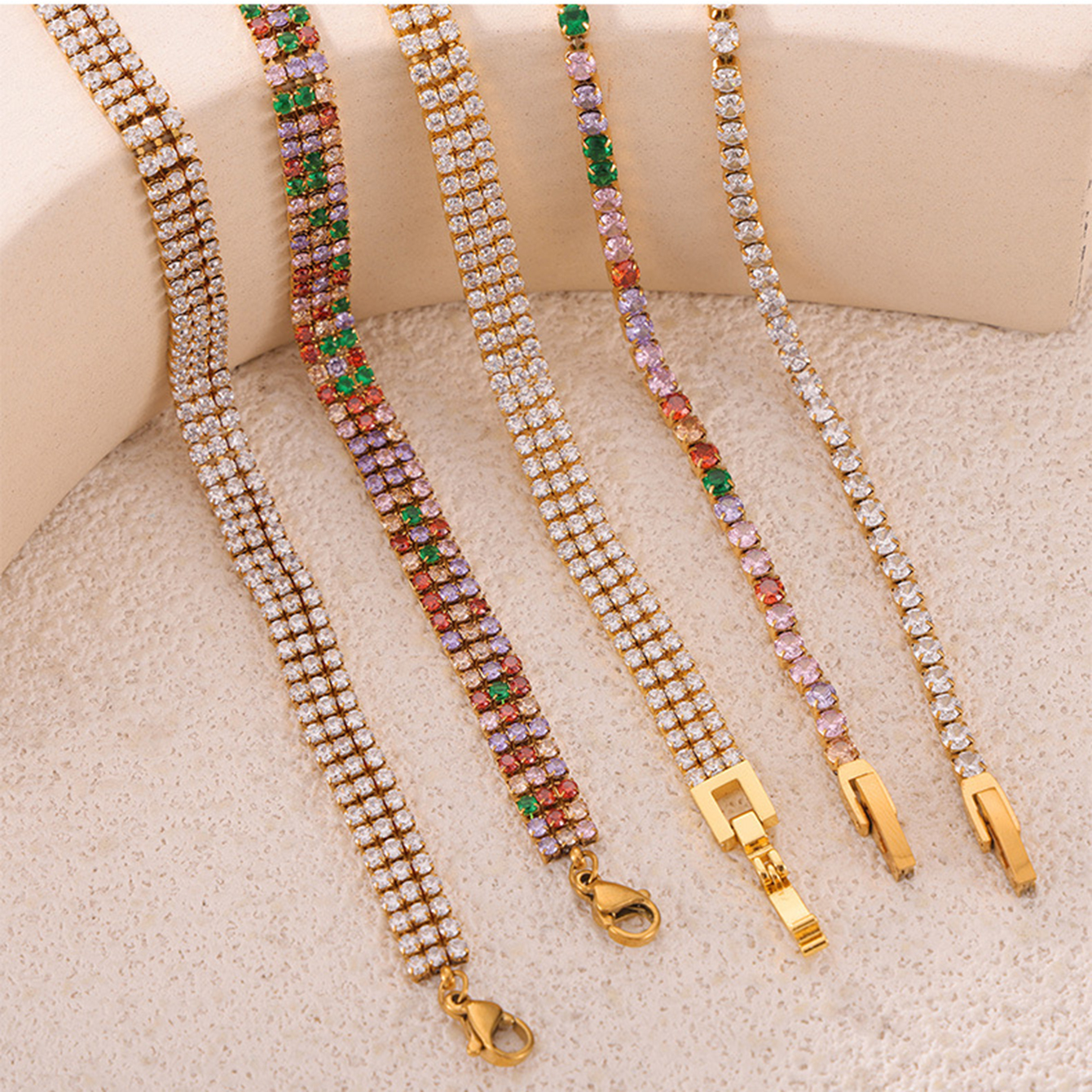 TUPMI CZ Bracelet for Women Multi Colored Crystal Tennis Bracelet Boho Vibrant Cubic Zirconia Bracelet Women Girls Gift