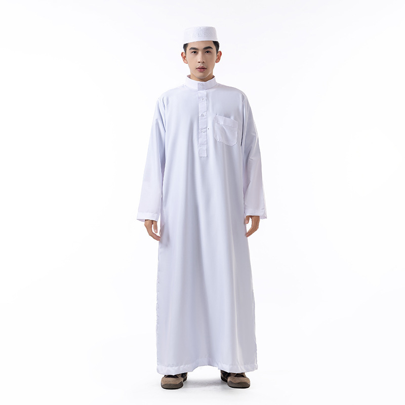 2025 New Fashionable Arab Robe Worship Dubai Hui Standing Collar Ethnic Style Men's Clothing
