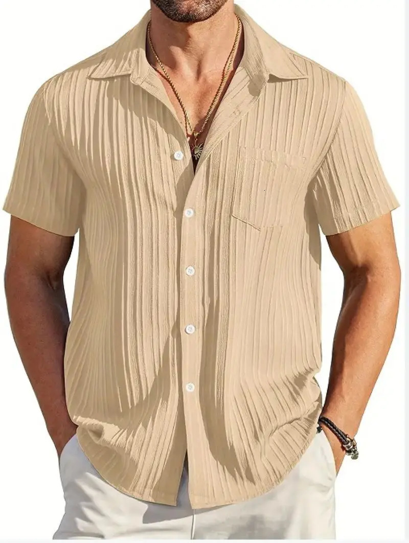SpringSummer explosive fashion summer mens striped casual beach shirt Short sleeve lapel urban to 250520