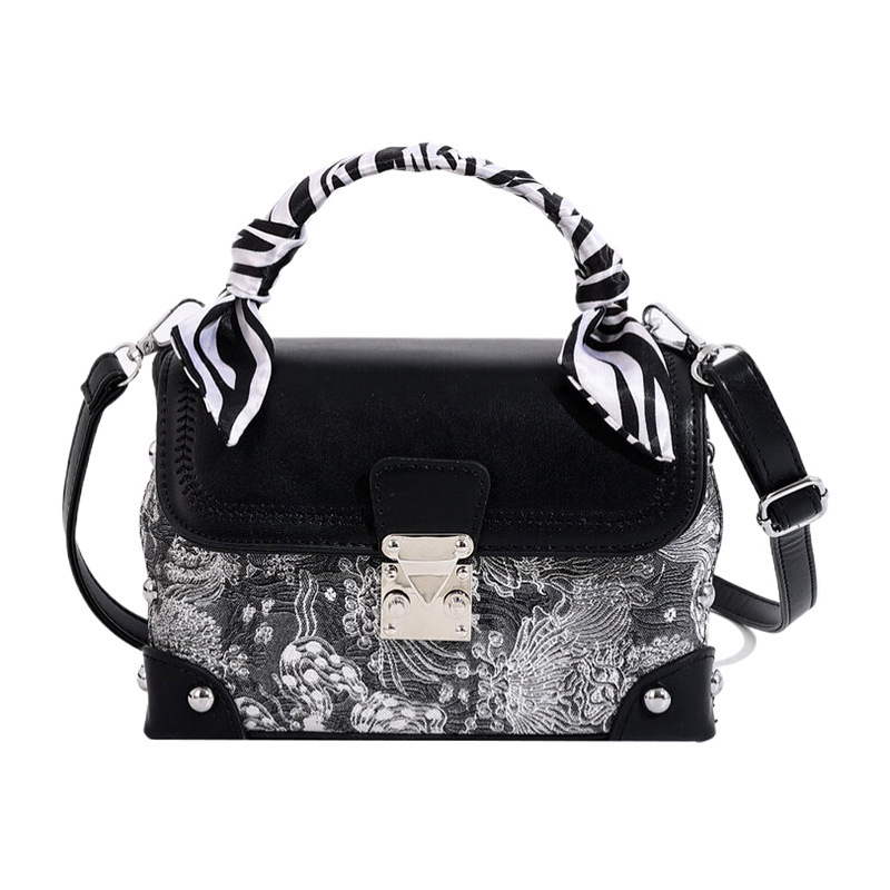 Advanced Embroidered Box for Women's 2024 New Style Silk Scarf Handbag Single Shoulder Crossbody Bag