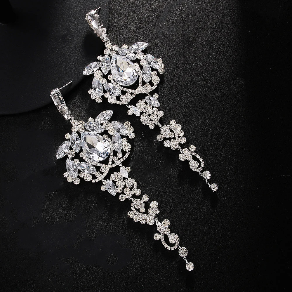 Stonefans Rhinestone Exaggerated Dangle Earrings for Women Wedding Gift 2024 Trendy Bridal Crystal Statement Earrings Banquet 250519