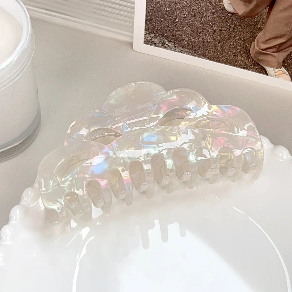 Simple Hollow Elegant Hair Clips Oversized Sparkly Mermaid Acrylic Hair Claw Stylish Headwear Accessory for Long Hair 250517