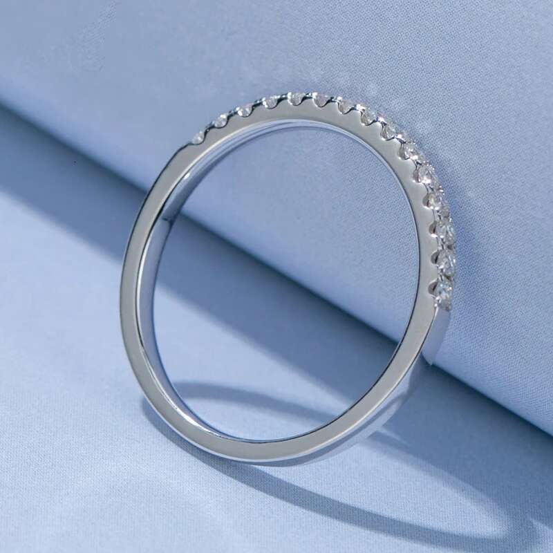 COSFIX S925 Sterling Silver Half Eternity Moissanite Rings Diamond 1.5mm Exquisite Engagement Wedding Ring For Women Jewelry Gif