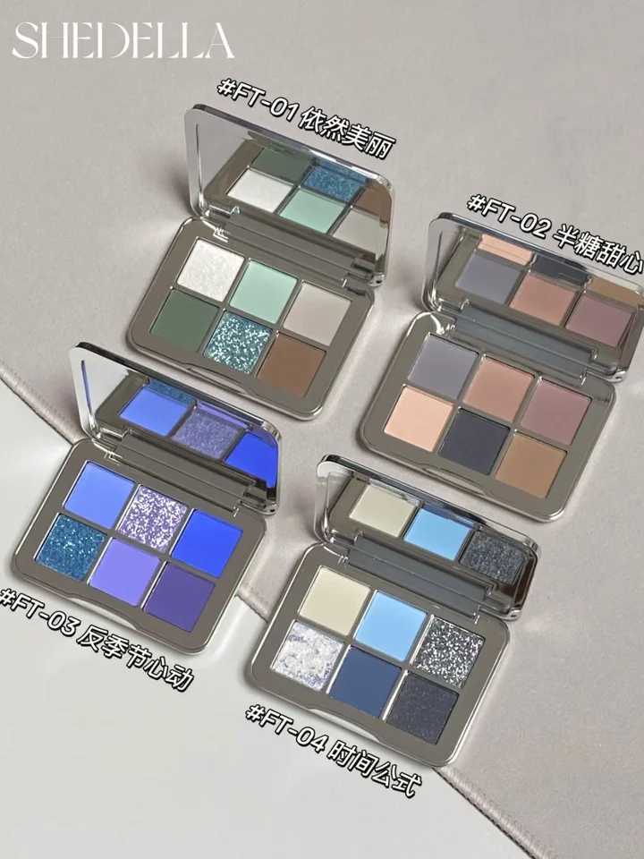 Shedella 6 Color Eyeshadow Plate Shimmer Matte Pearlescent Blue Green Purple Color Cool Snow Iceberg 2023 NewXJ250520