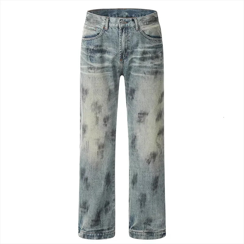 Splash Ink Jeans Men 2025 Baggy Wide Leg Jeans American High Street Washed Stretch Soft Straight Denim Cargo Pants Trousers Male 250519