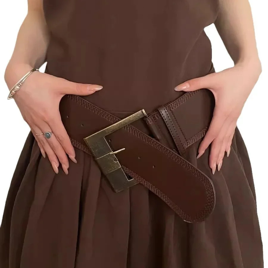 Desinger Belts For Women Vintage Wide Waistband Plus Size Western Cowgirl Cowboy Goth Y2k Brown Middle Ages Fashion Belt Female 250517