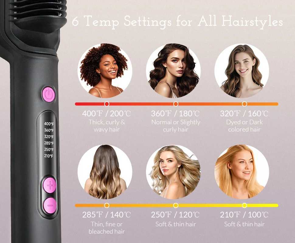 OUDIM Hair Straightener Brush with Six Temperature Settings Ionic Hair Straightening Brush Flat Iron For Women Anti-Scald Stra z250520
