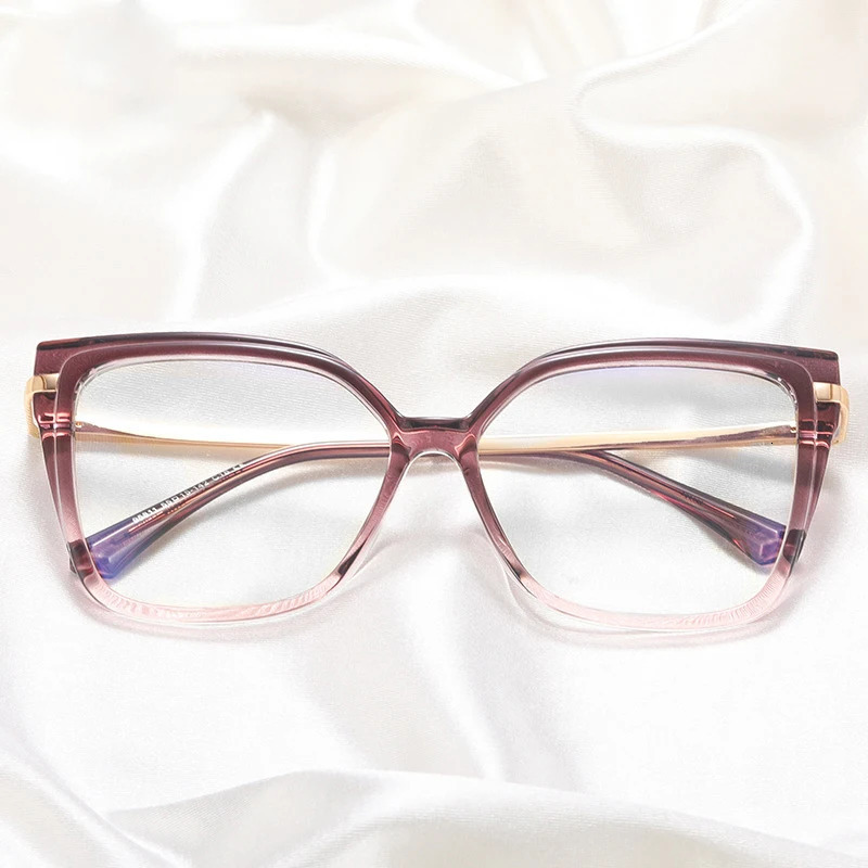 Stylish Optics Minus Myopia Glasses Women Leopard Oversized Square Eyeglasses Frame Metal Computer Anti Blue Light Glasses 0~-6. 250520
