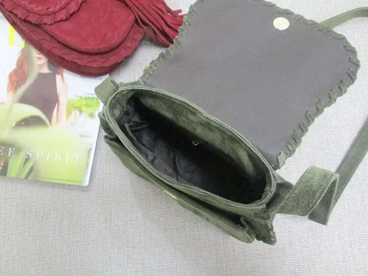 Women Suede Genuine Leather Braid Fringed Saddle Natural Nubuck Medium Size Ibiza Gypsy Hippie Boho Phone Side Sling Bag