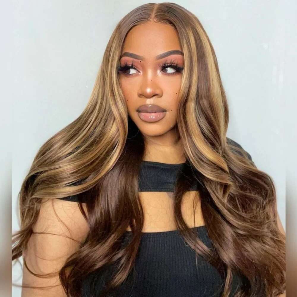 Highlight 13x6 Body Wave Frontal 100% 13x4 HD Transparent Lace Front Wig Human Hair Wigs For Women Brazilian