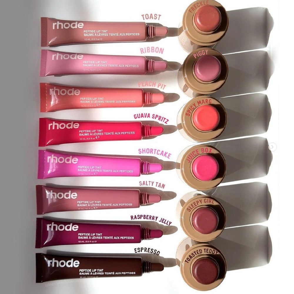RHODE High Quality Pocket Blush 5.3g and Lip glpss in set Makeup Long Lasting Blush Stick Beauty Cosmetics 6 Color Piggy Freckle Toasted Teddy Sleep G