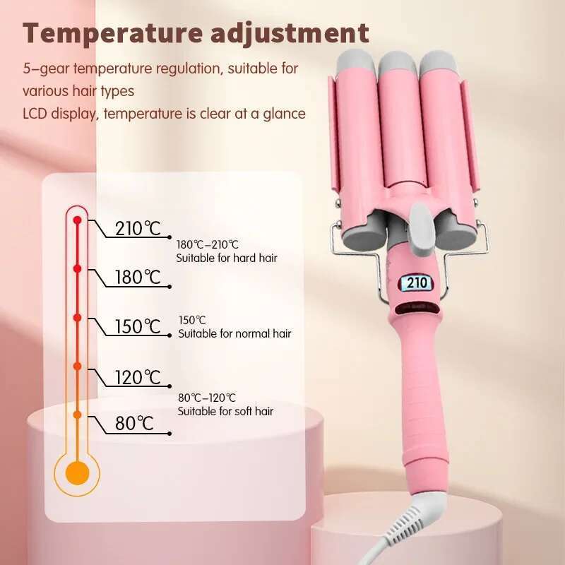 Lcd Curling Iron Professional Ceramic 3 Barrel Curler Irons Hair Wave Fashion Styling Tools