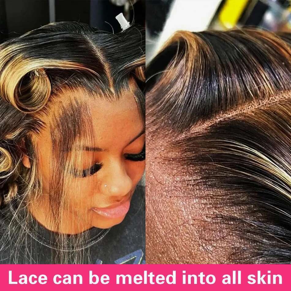 Ombre Highlight Deep Wave Front Wigs Human Hair 1B/30 Colored Water Curly 13x4 Lace Frontal Wig Pre Plucked for Women