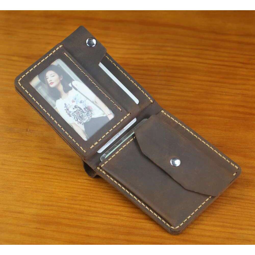 High Quality Handmade Genuine Wallet with Coin Pocket Men Purse Bifold Wallets Short Male Leather Money Clips Bag WF310