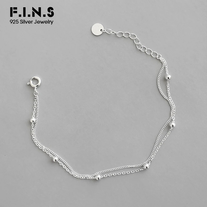 F.I.N.S 925 Sterling Silver Fashion Womens Bracelet Double Layer Beads Charm Bracelet For Women Girls Friendship Bracelets 250520