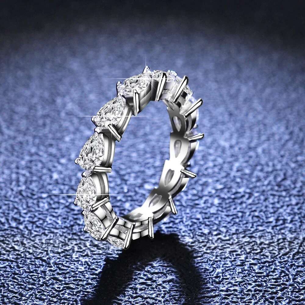 3*5mm Pear Cut Moissanite Ring For Women D Color VVS Lab Diamond S925 Silver Plated 18k Gold Wedding Band Jewelry GRA Certified