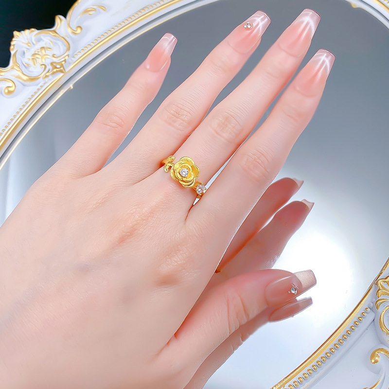 Elegant Rose Gold S925 Sterling Silver Flower Ring with Sparkling Diamonds, Perfect for Casual and Formal Occasions, Ideal for Gifting