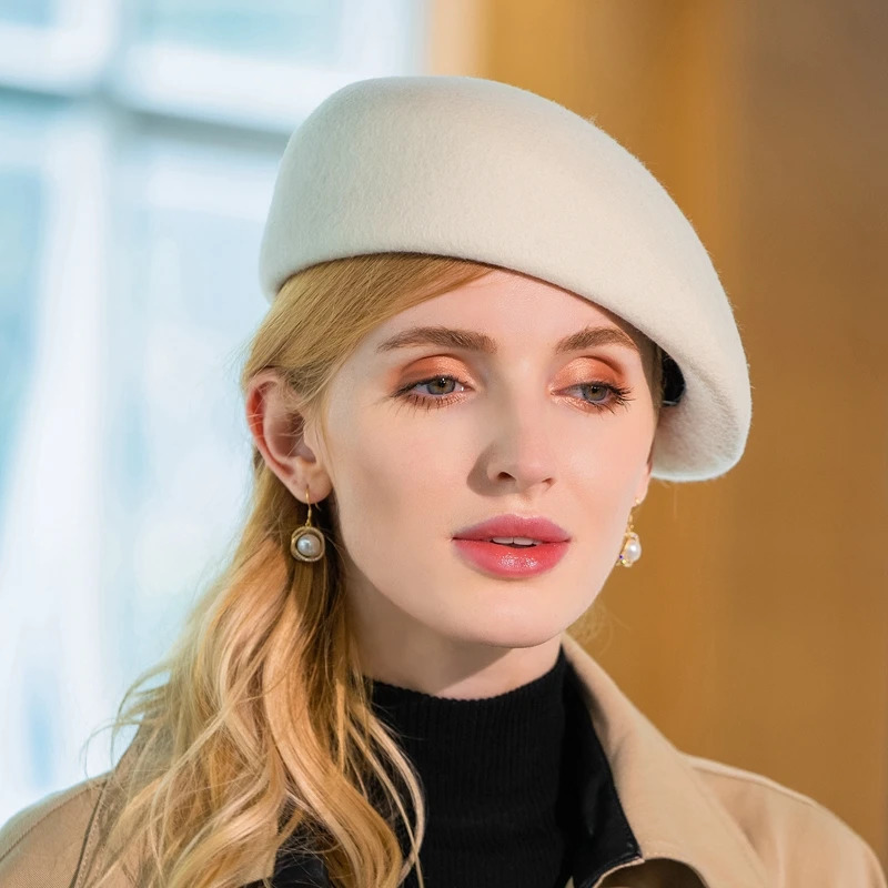 X4170 Wool Knitting Hat Fashion Woolen Beret Cap 100% Woolen Berets Cap French Artist Hat Vintage Painter Hats Beret Warm Cap 250520