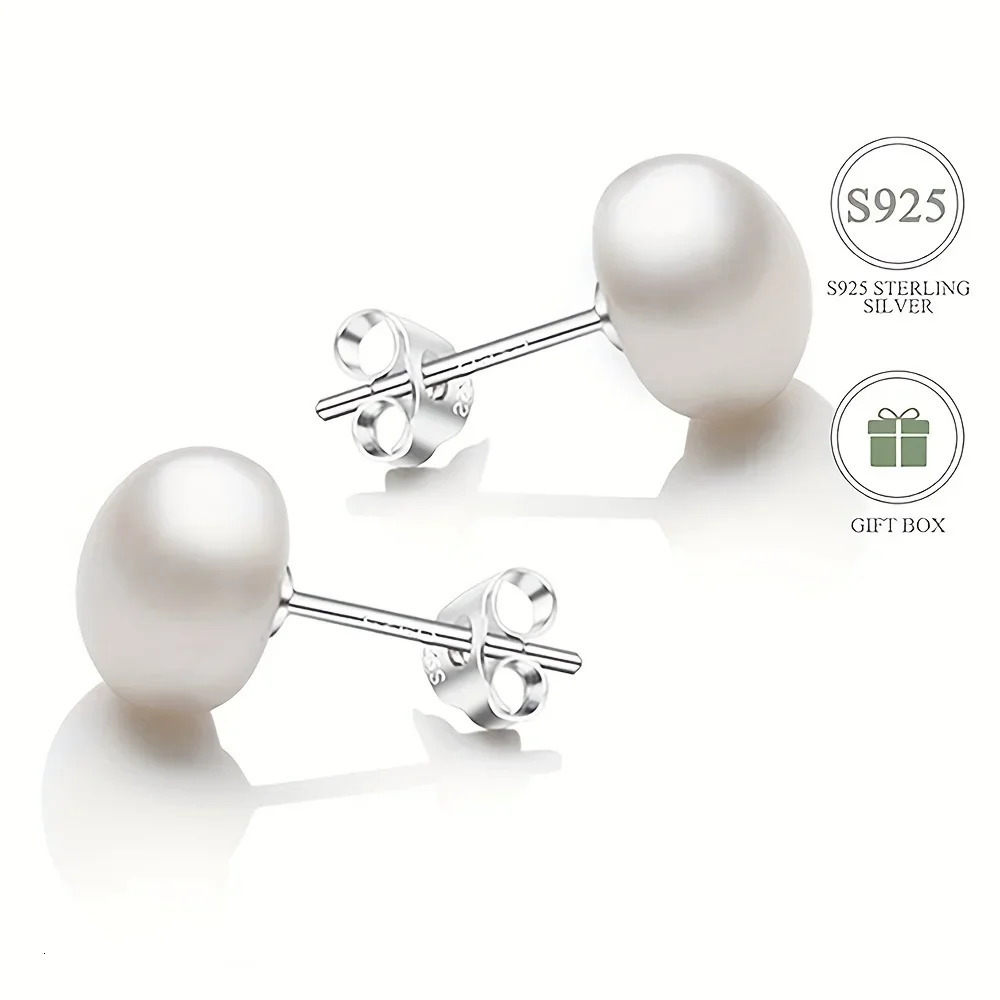 Delicate Freshwater Pearl Stud Earrings 925 Sterling Silver Womens Pearl Jewelry Gift for Wedding Anniversary Year 250517