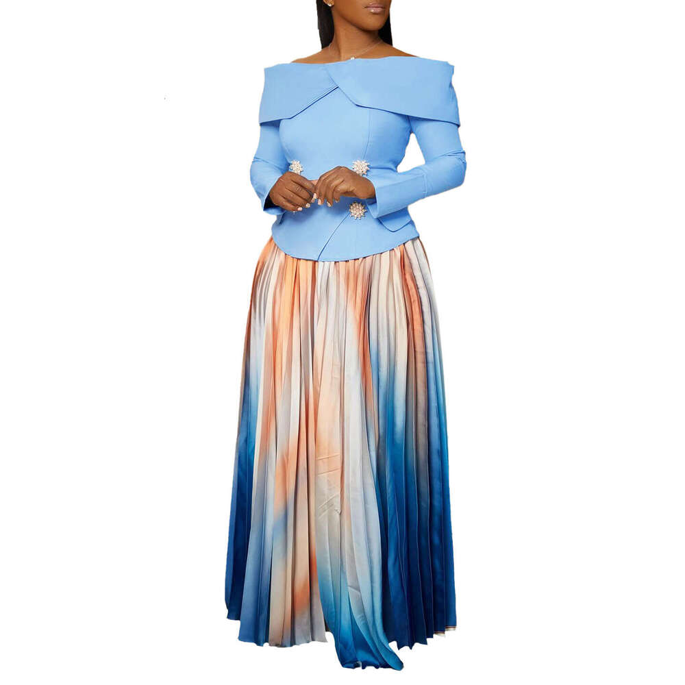 Women's Wear D3309 New Fashionable Elegant One Neck Top And Long Skirt Set