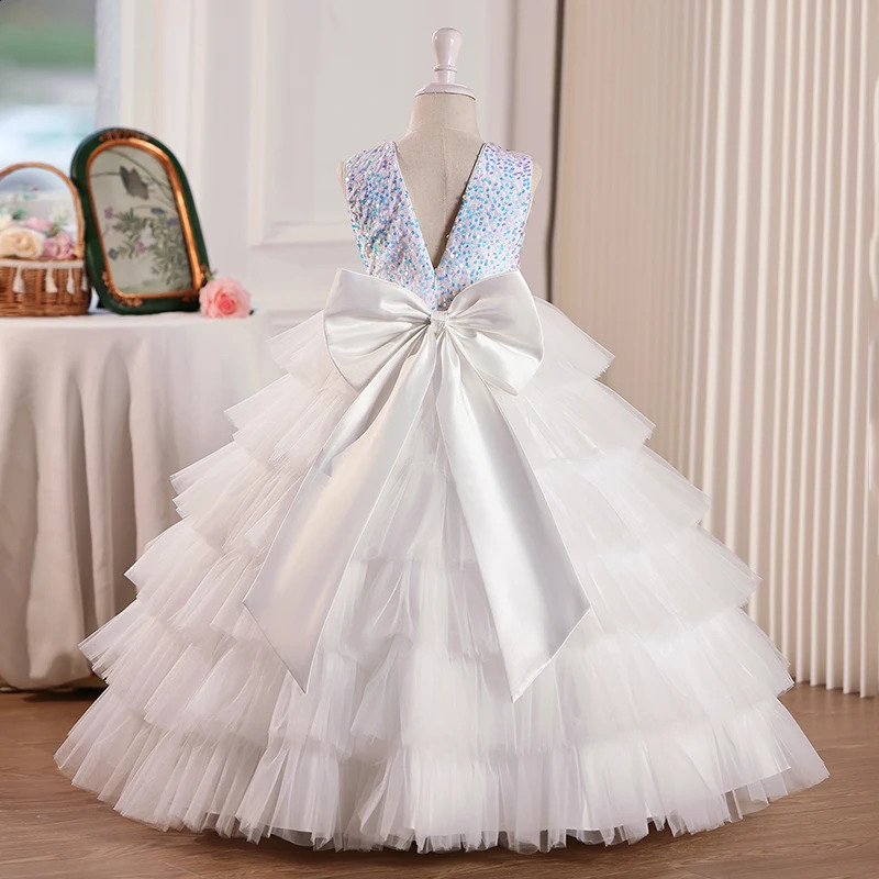 2025 Little Girl Princess Dress Light Hepburn Style Dress Birthday Party Dress Girl Cake Dress High End Childrens Dress 250519