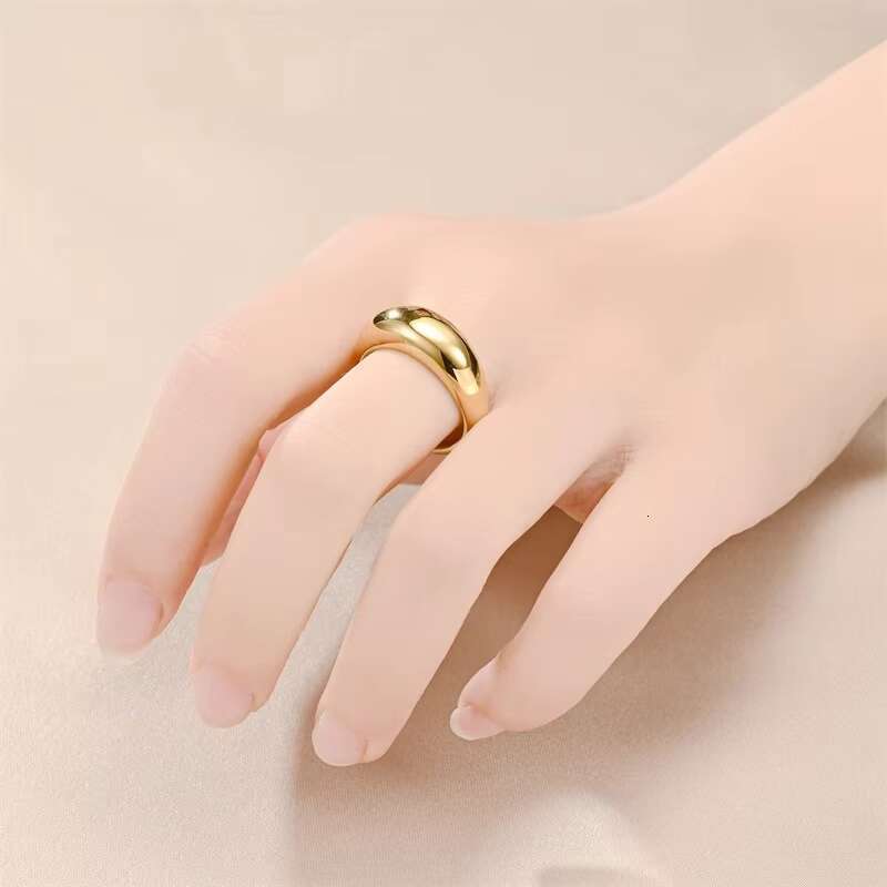 14k gold-plated women's statement dome heavy ring platinum stamp stackable engagement metal eternal fashion gift