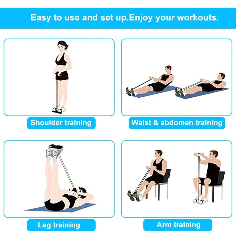 Resistance Band 4Tube Yoga Pedal Puller Elastic Pulling Rope Fitness Equipment for Abdominal Waist and Arm Training 250427