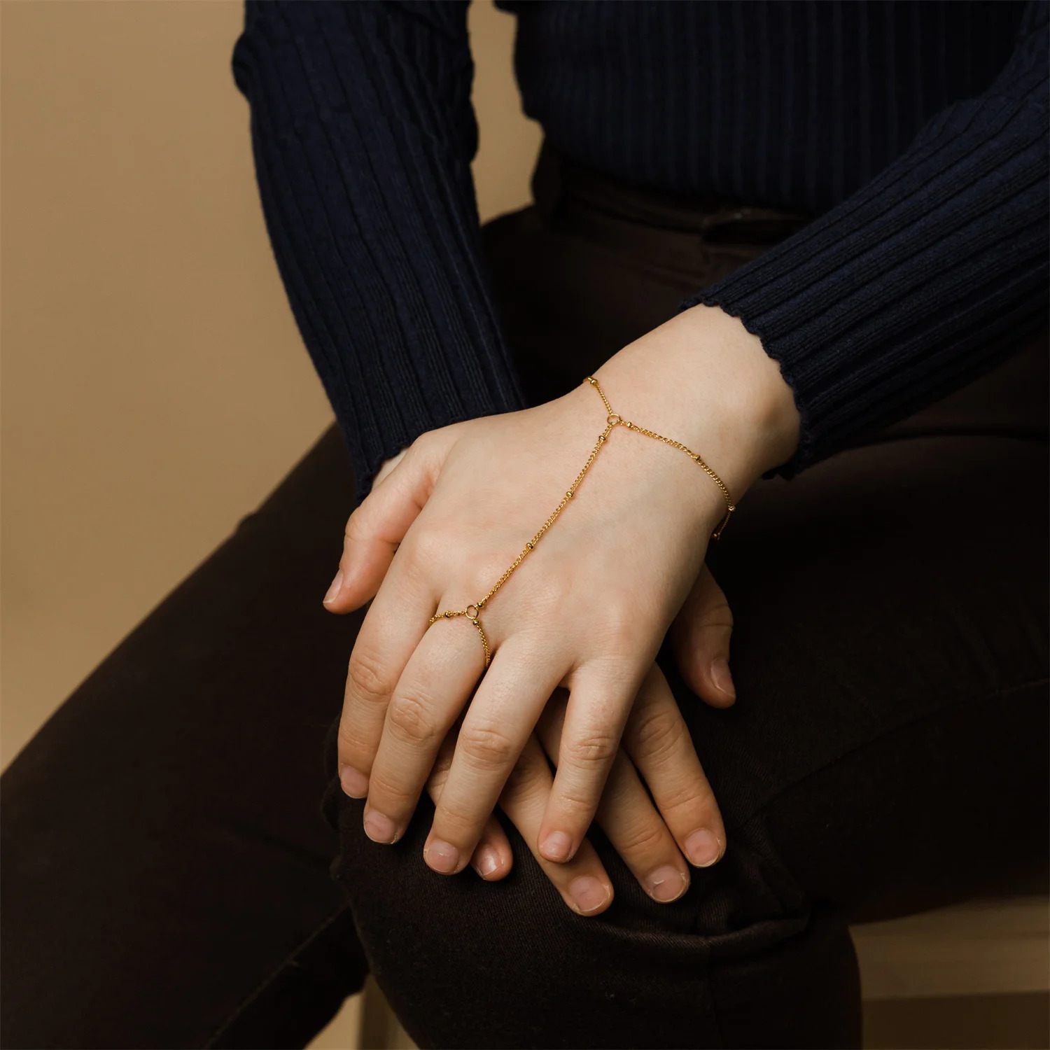 Bohemian Hand Chain Ring Gold Hand Chain Bracelet Satellite Dotted Chain Festival Hand Chain Festival Jewelry Gift for Her 250520