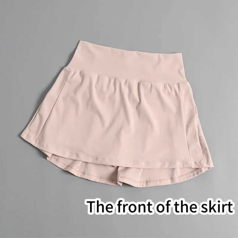 Womens Stretchy Slim-Fit Solid Color Sports Skirt With Pockets Perfect For Running Tennis And FitnessXJ250520