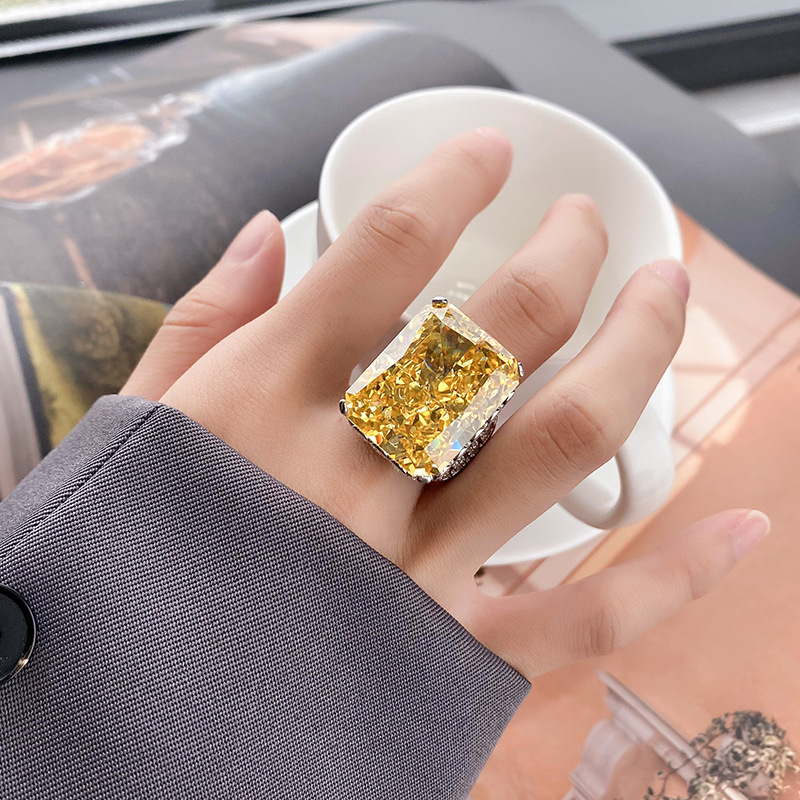 80CT luxurious King Queen Ring S925 sterling silver 18*23 cultivated high-carbon diamond noble dazzling heavy industry sparkling ice flower cut unique