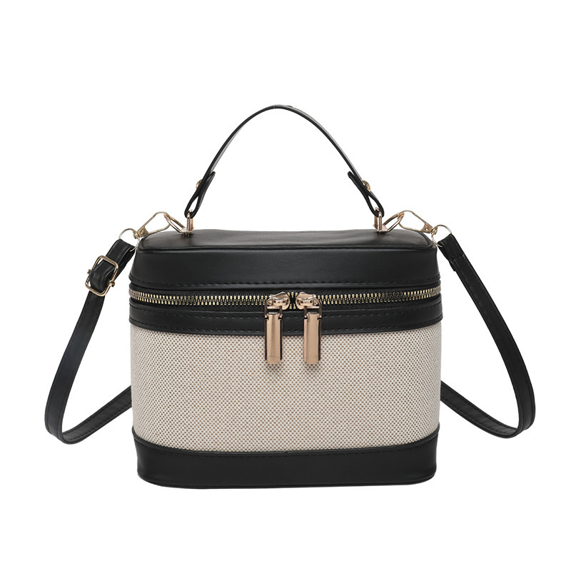 Free Delivery Designer Bag 2025 New Korean High End Cylindrical Bucket Splicing Contrasting Color Crossbody For Women Instagram Versatile Shoulder Lux